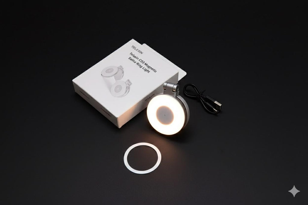 TELESIN C03 Lampe Selfie Anneau Magnétique pour Smartphone