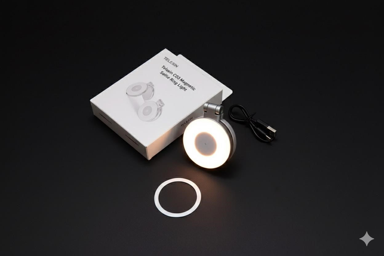TELESIN C03 Lampe Selfie Anneau Magnétique pour Smartphone